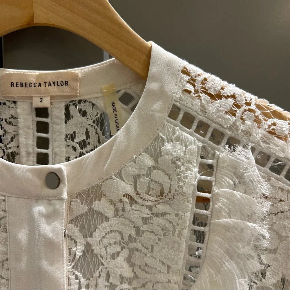 🤍 Rebecca Taylor White Lace Blouse - Picture 8 of 9